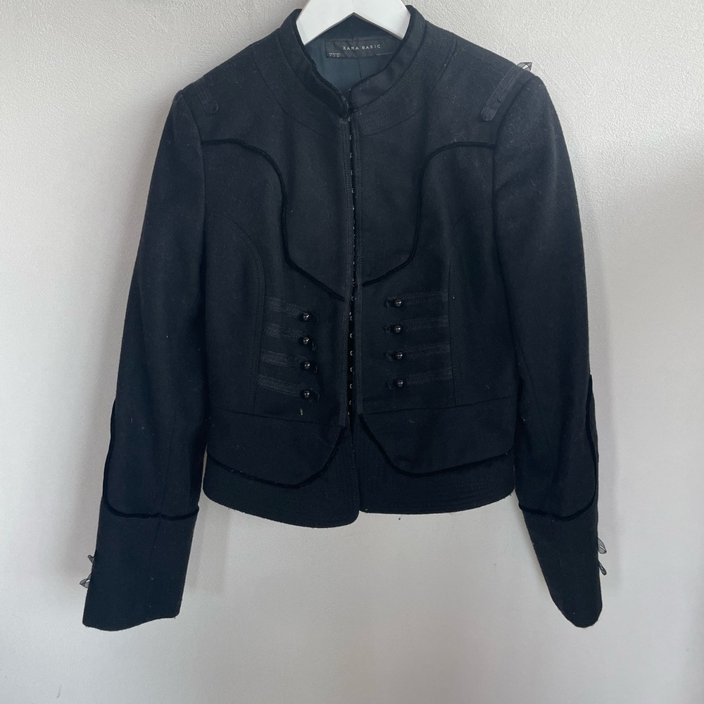 Wool Black Jacket With Hook Closures - image 2